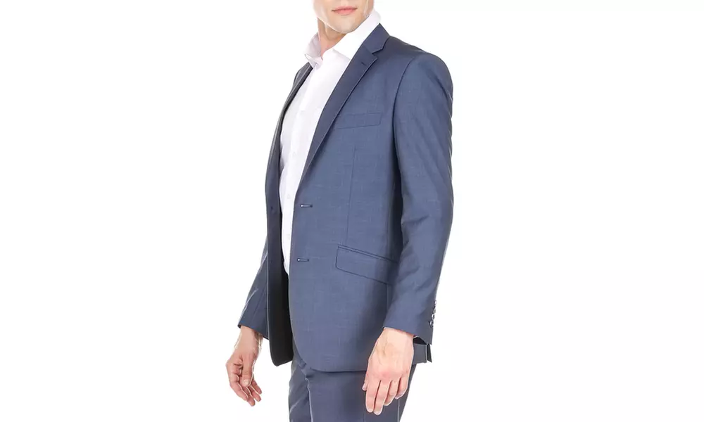 2-Pack Men's Slim Fit Sharkskin 2PC Suits; Various Colors Available