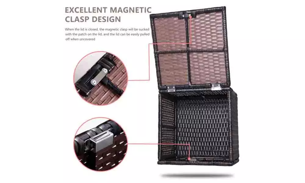 2 Pieces Outdoor Ottoman Patio Foot Rest PE Rattan Foot Stool with Storage