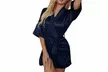 Women's Solid Color Belted Short Satin Robe - Second Medium