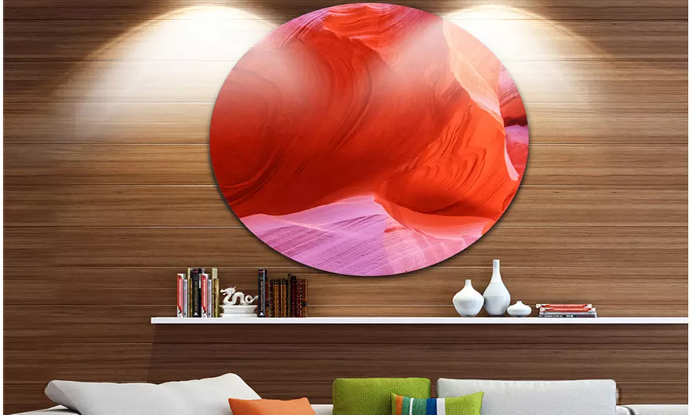 Antelope Canyon Cave Inside' Landscape Photography Circle Metal Wall Art - Primary Image