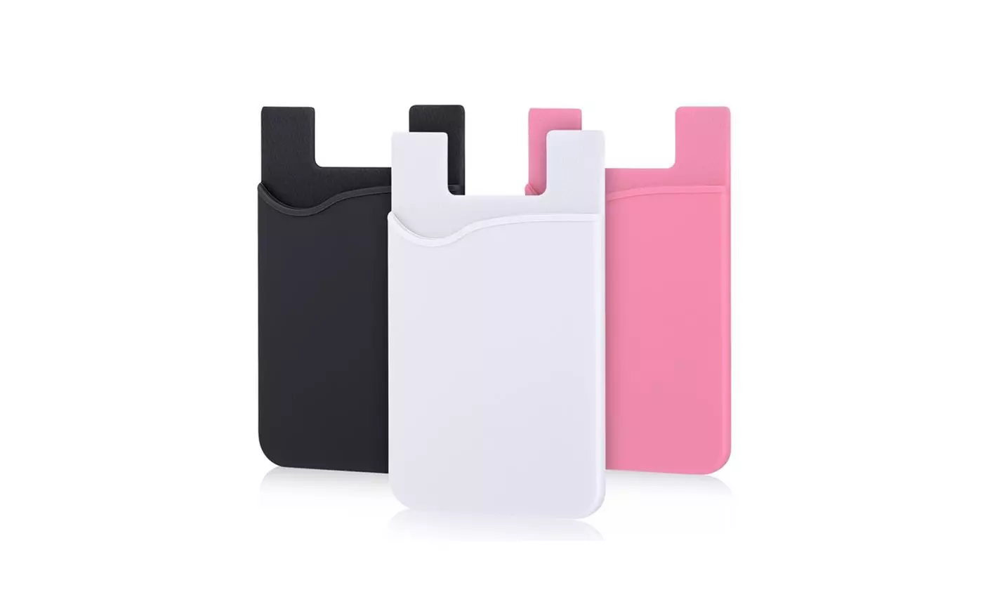 Adhesive Silicone Credit Card Pocket Sticker Pouch Holder Case For Cell Phone