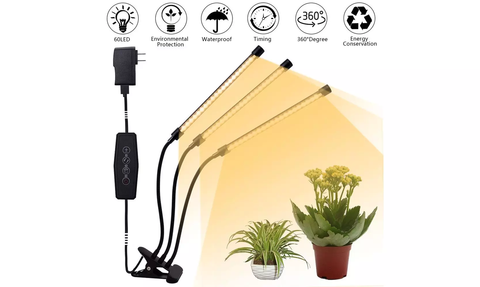 3-Head LED Grow Light Full Spectrum Flower Plant Greenhouse Indoor Lamp - Primary Image