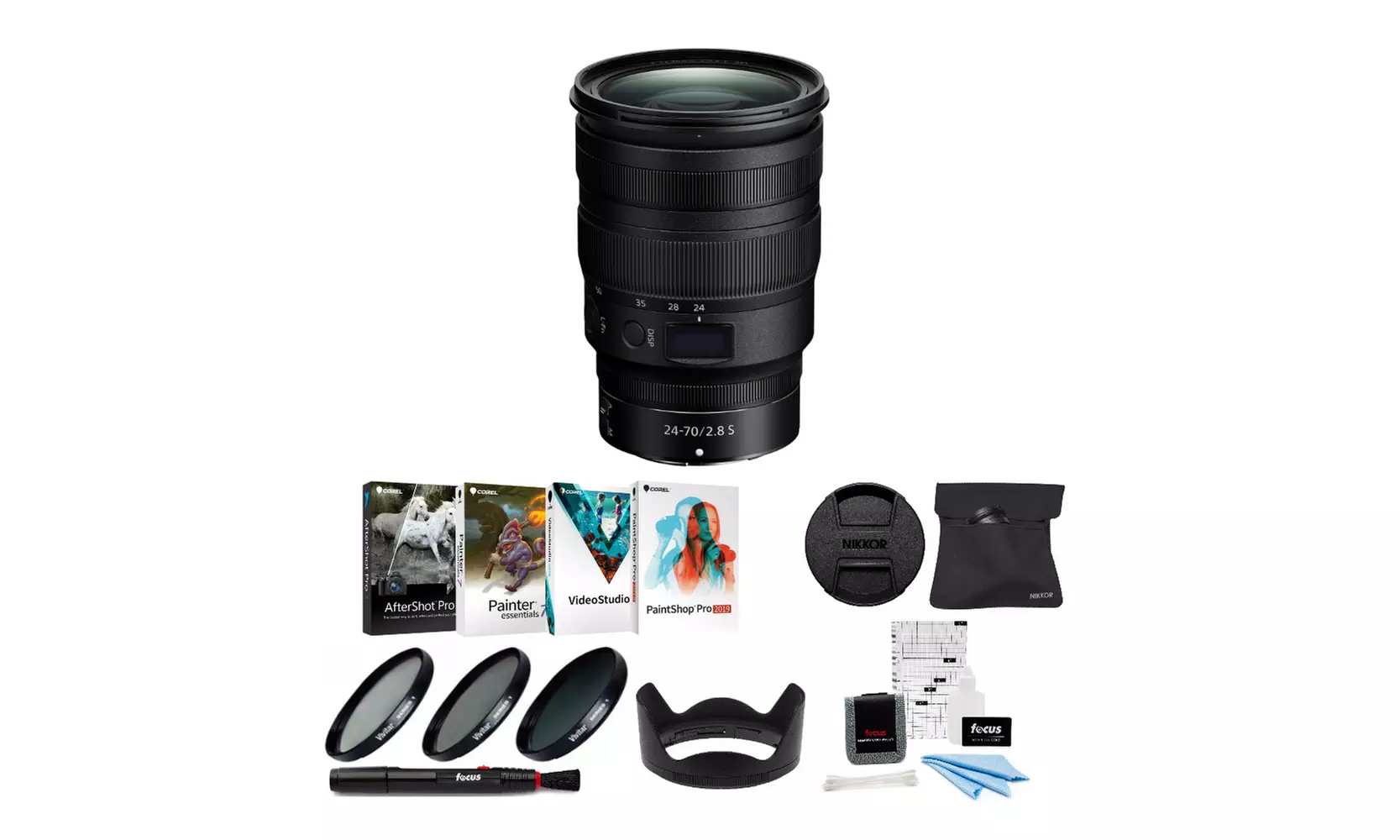 Nikon Nikkor Z 24-70mm f/2.8 S Lens with Filters, Software and Accessory Bundle - Primary Image