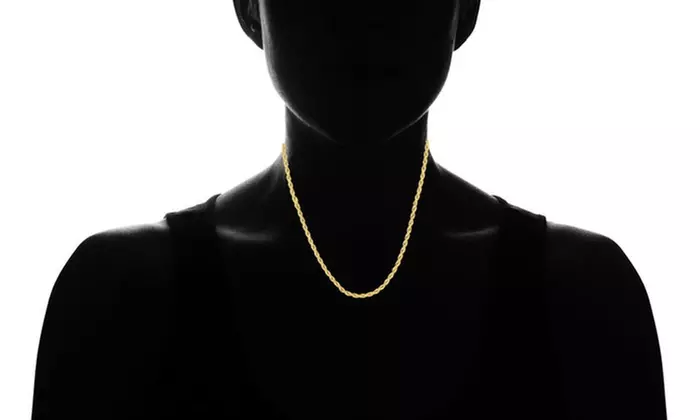 10K Gold 4MM Diamond-Cut Rope Chain Necklace - Second Medium