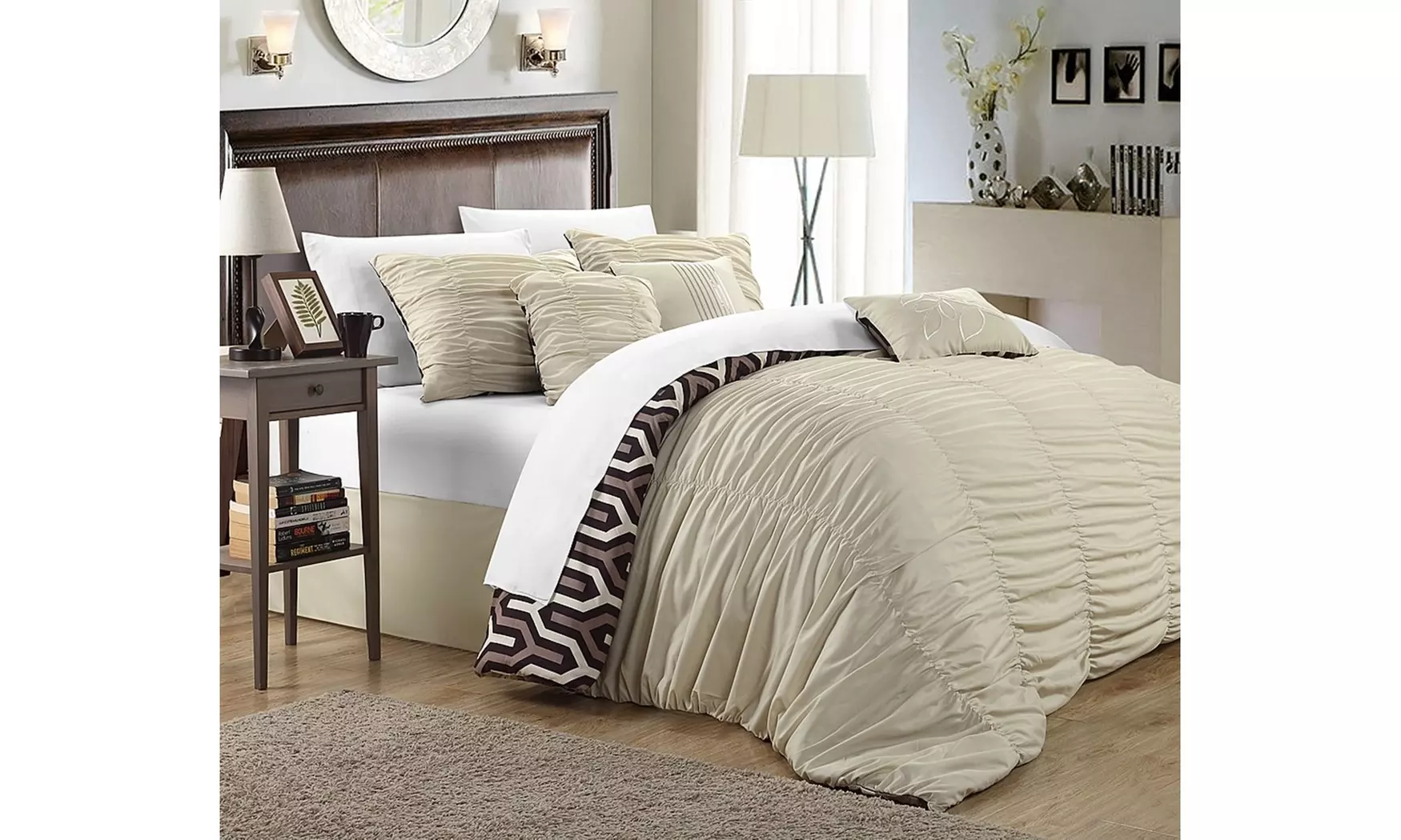 Chic Home CS2821-BIB-US 11 Piece Leslie Pleated Ruffled Comforter Set  - Second Medium