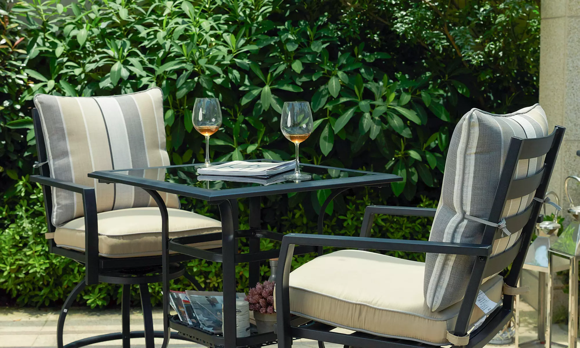 Patio Festival High-Seating Swivel Bistro Set with Cushions (3-Piece) - Primary Image