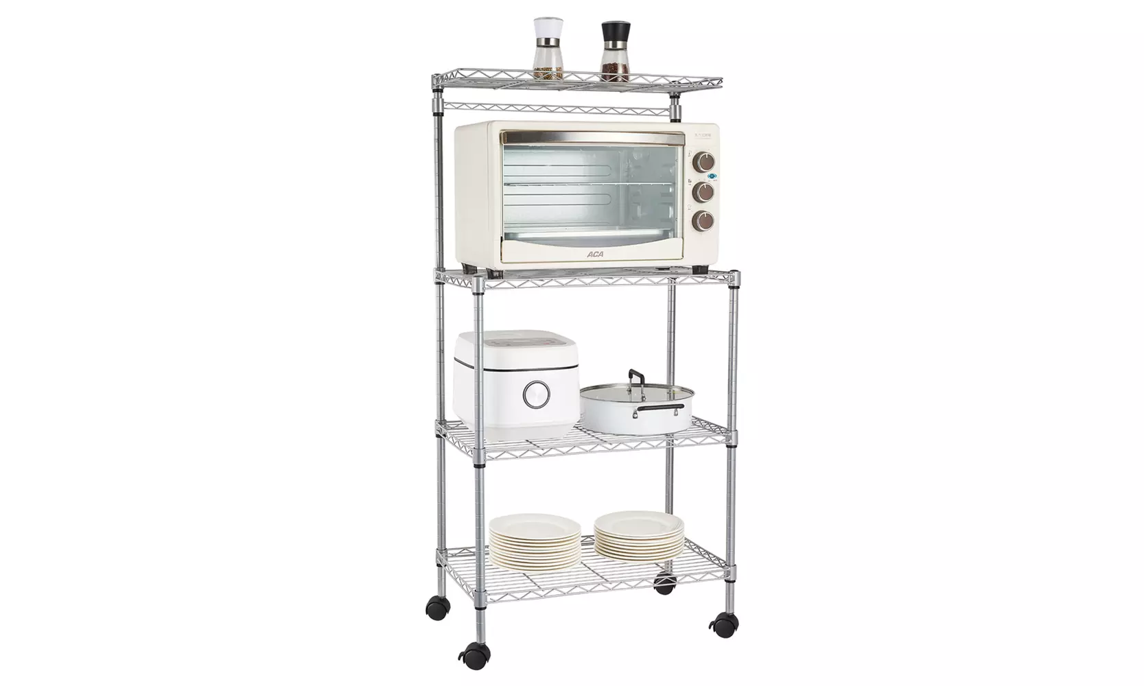 Microwave Stand Cart on Wheels with Side Hooks - Primary Image