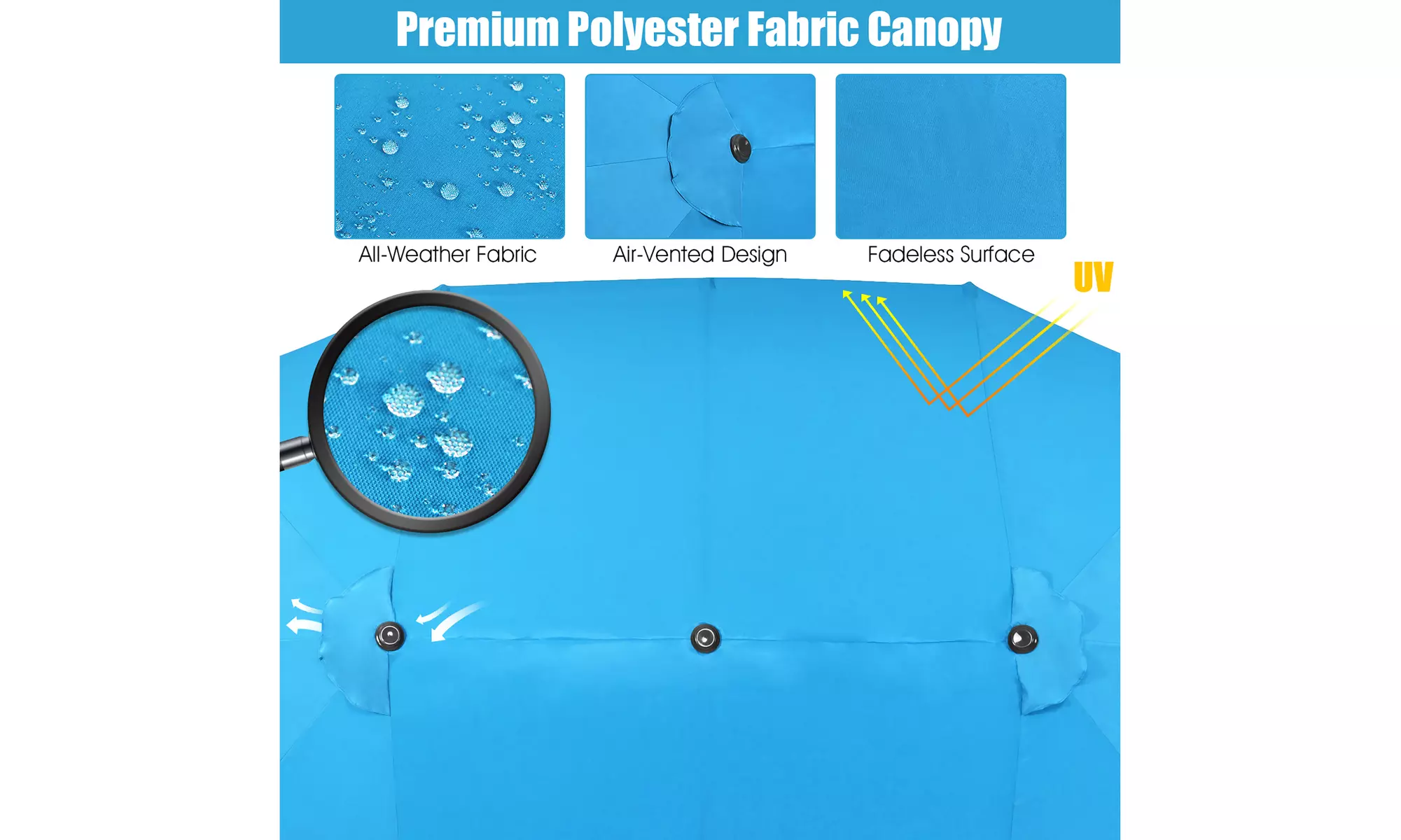 Costway 15FT Patio Double-Sided Umbrella Crank Outdoor Garden Market Sun Shade