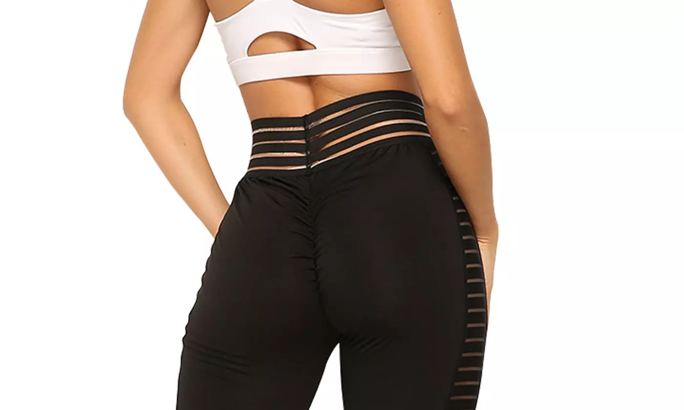 Women High Waist Compression Workout Leggings  Yoga Pants Tummy Control - Second Medium
