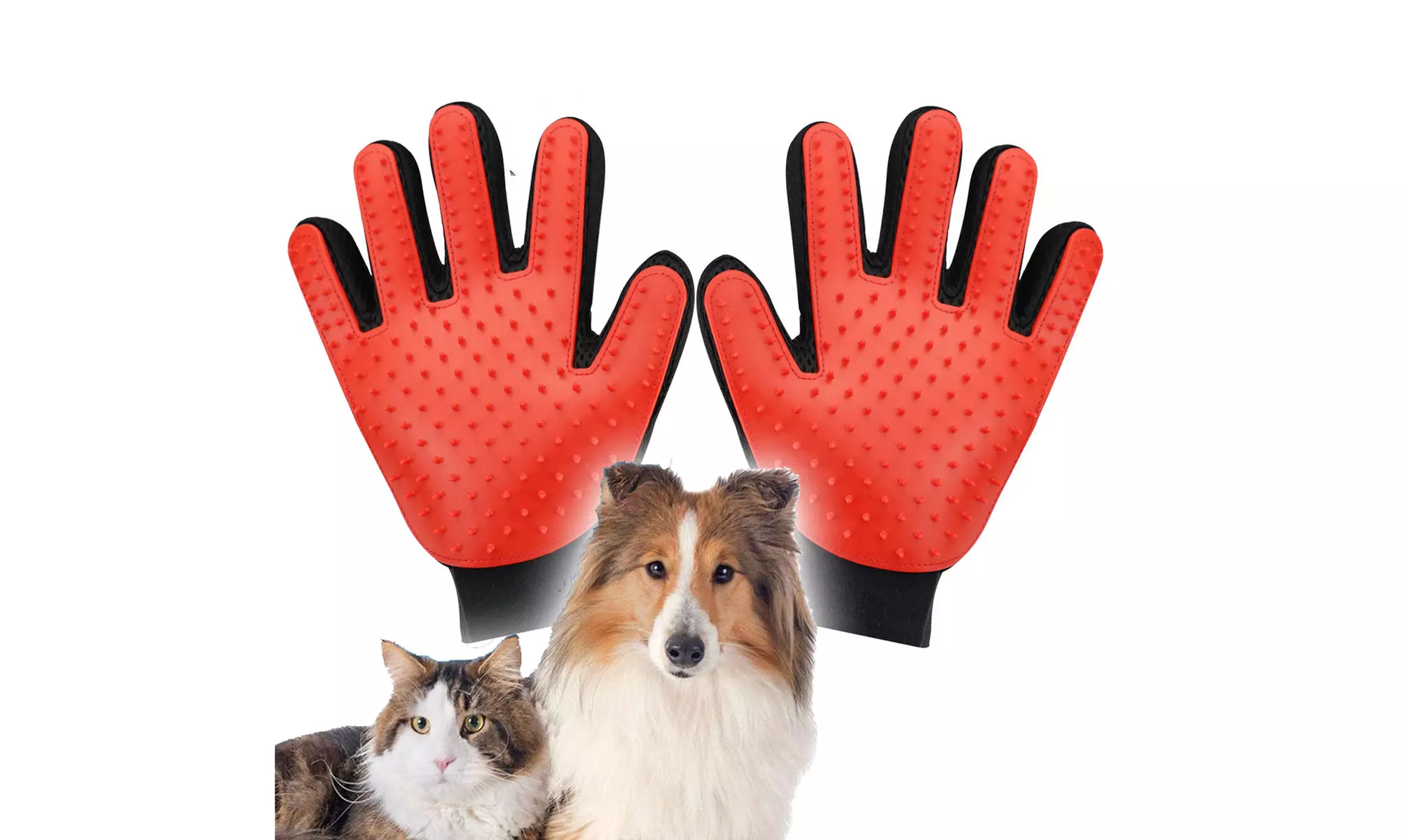 Pet Grooming Glove Brush Dog Cat Fur Hair Removal Mitt Massage