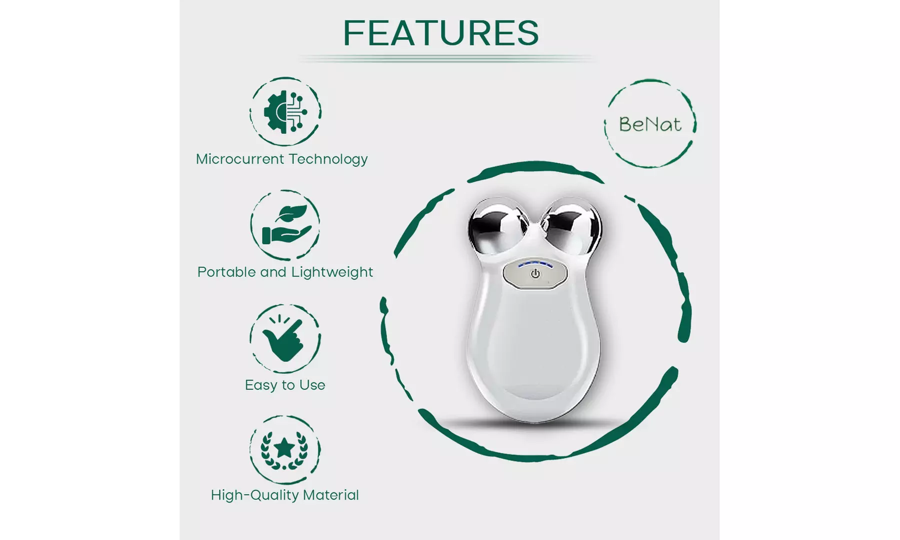 BeNat Microcurrent Facial Toning Massager