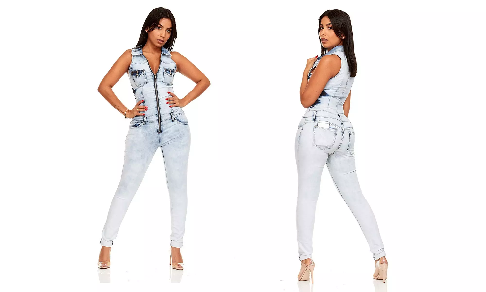 YDX Smart Jeans Juniors Super Cute Cotton Denim Jumpsuit for Women Skinny - Second Medium