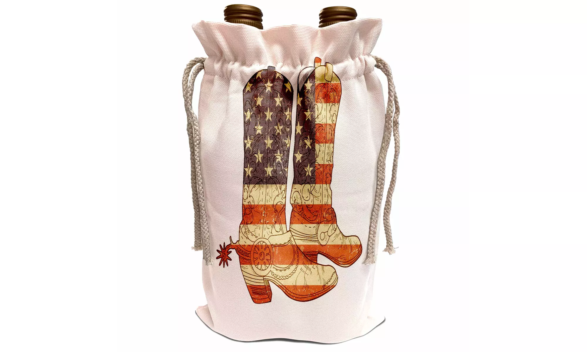 Wine Bag USA Flag Cowboy Boots patriotic art - Second Medium