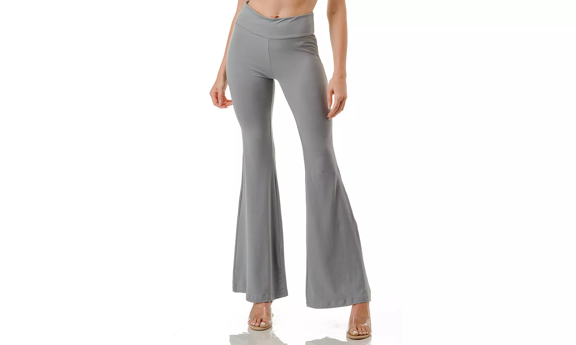 Women's High Waist Flare Leg Pants Elastic Tummy Control Yoga Casual Leggings