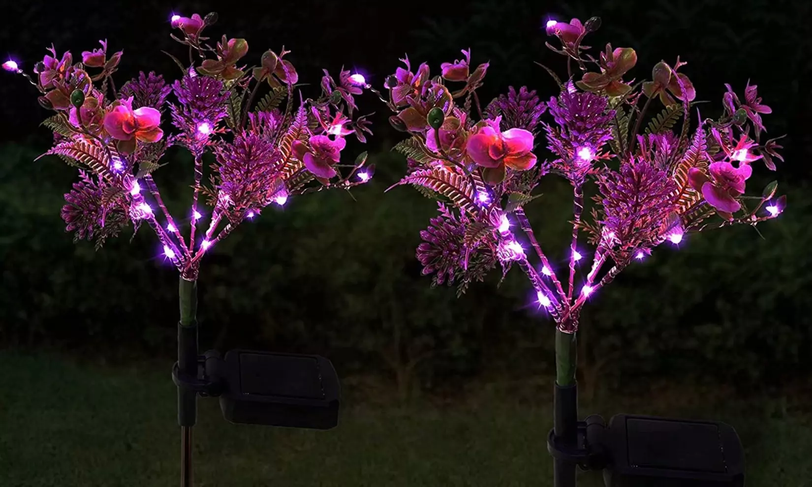 2 Pack Solar Lights Outdoor Solar Phalaenopsis Lights Garden Decorative Lights