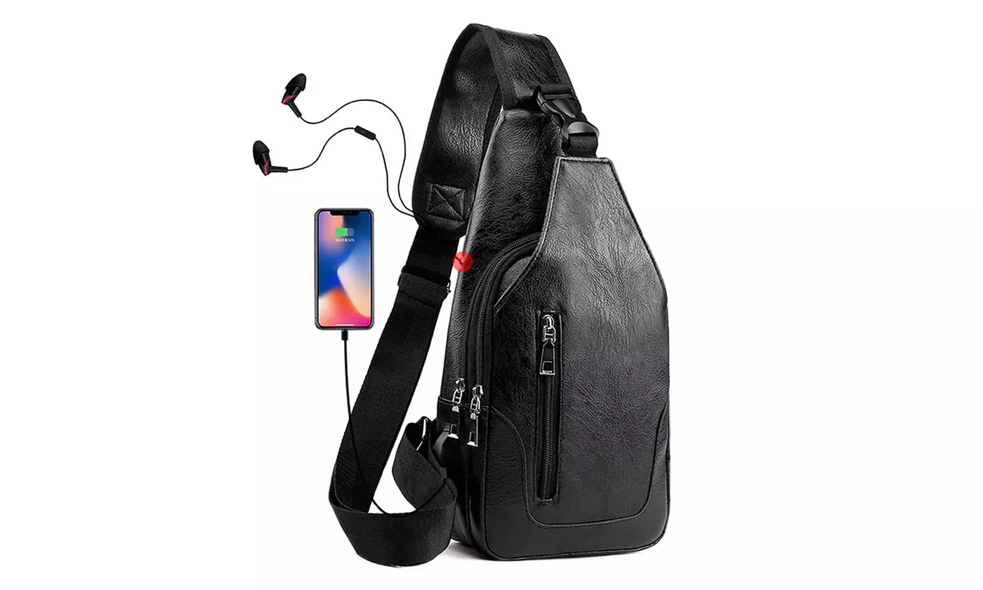 Men Women Sling Bag Daypacks Shoulder Crossbody Bag with USB Charge Port