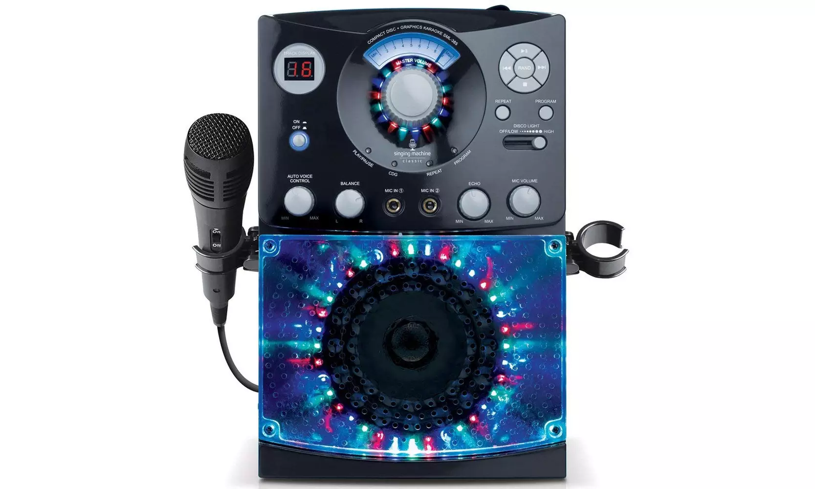 Singing Machine Top Loading CD-G Karaoke System w/ Sound & Disco Lights, Black - Primary Image