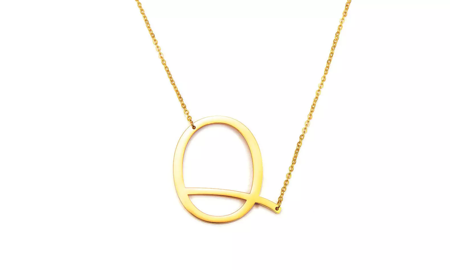 LESIES Big Letter Necklace Stainless Steel Initial Pendant