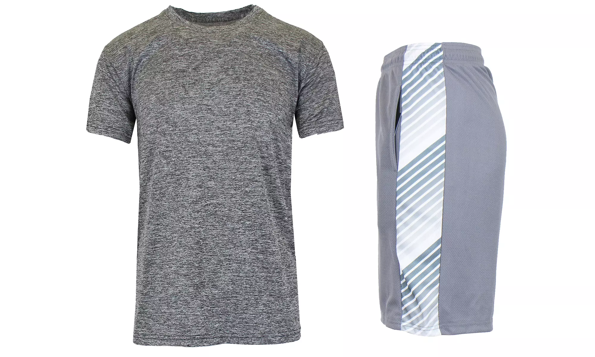 Men's Moisture Wicking Short Sleeve Tee & Mesh Shorts 2-Piece Top & Bottom Set