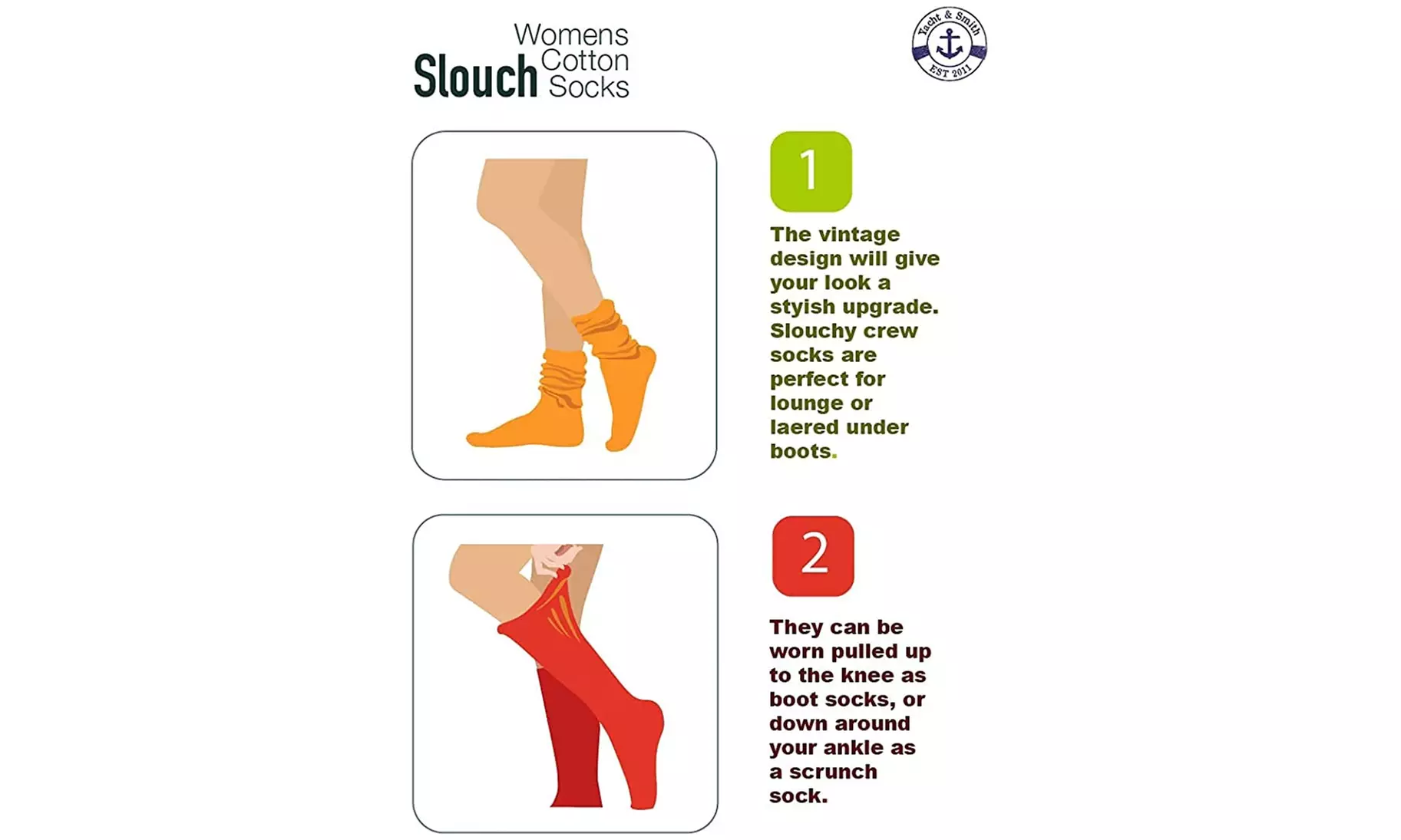 6 Pairs of Womens Slouch Socks, Scrunchie Boot Sock Colorful