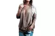 Women's Autumn V-neck Shirts Long Sleeve Tunic Stitching Loose Sweatshirts - Second Medium