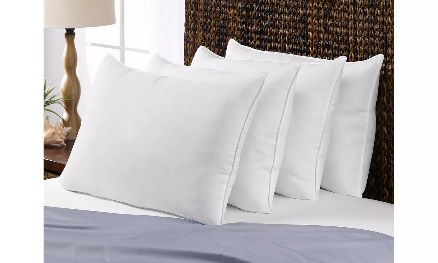 Superior Cotton Blend Shell Soft Down Alt Stomach Sleeper Pillow, Set of 4 - Second Medium