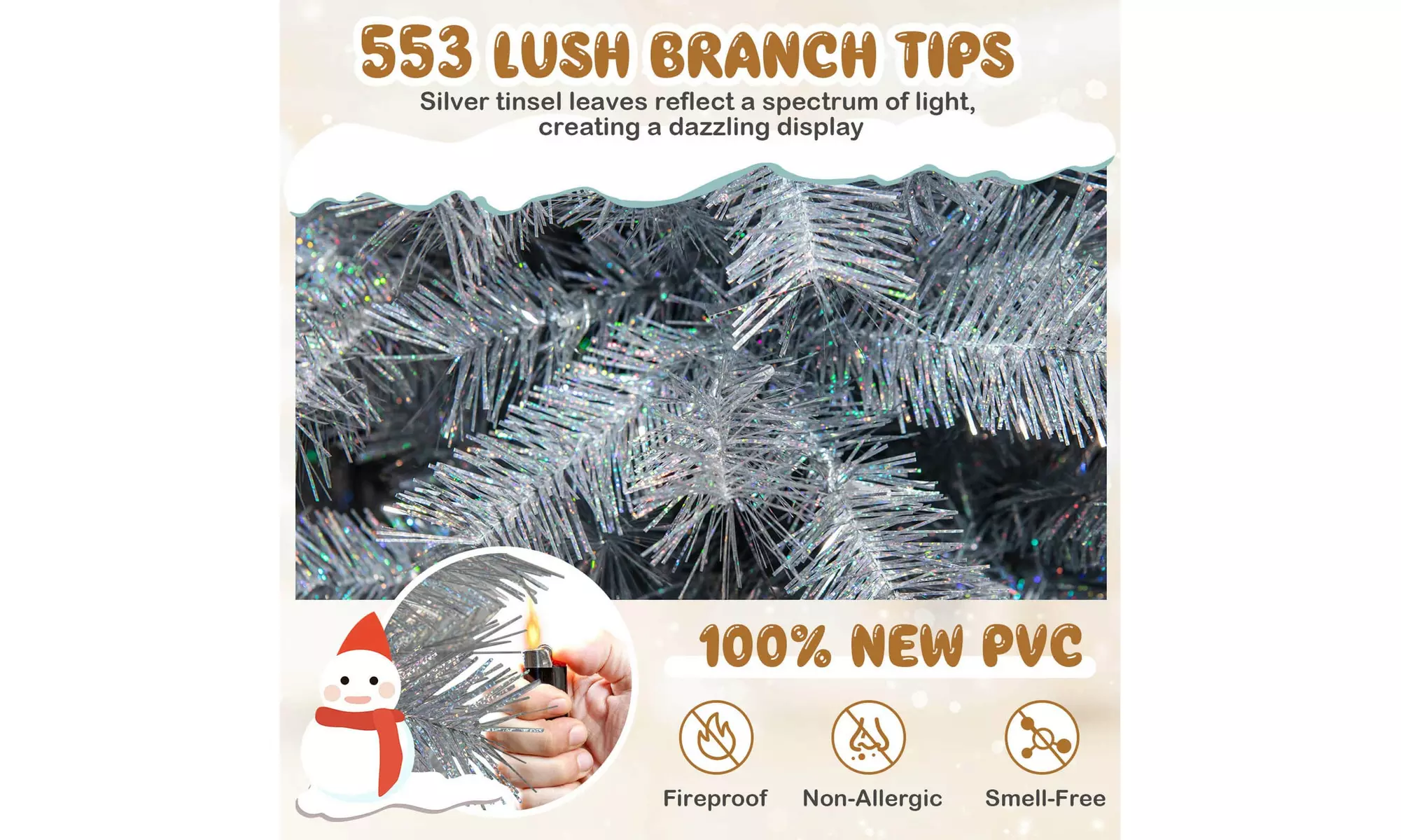 Costway 5/6/7 FT Christmas Tree Artificial Xmas Tree with Branch Tips LED Lights