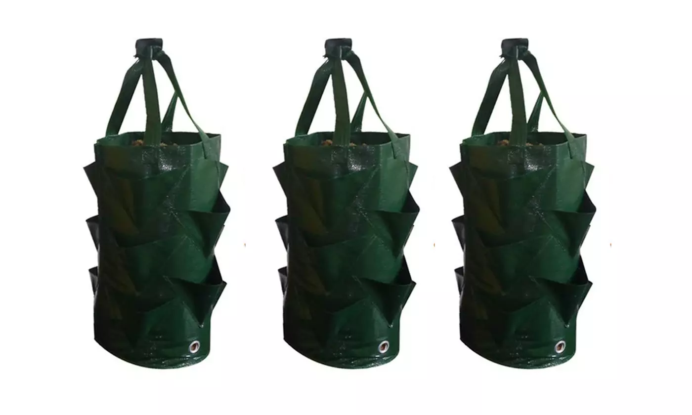 1-3 Pack Hanging 3 Gallon Planting Grow Bags with 10 Hole for Strawberry Tomato