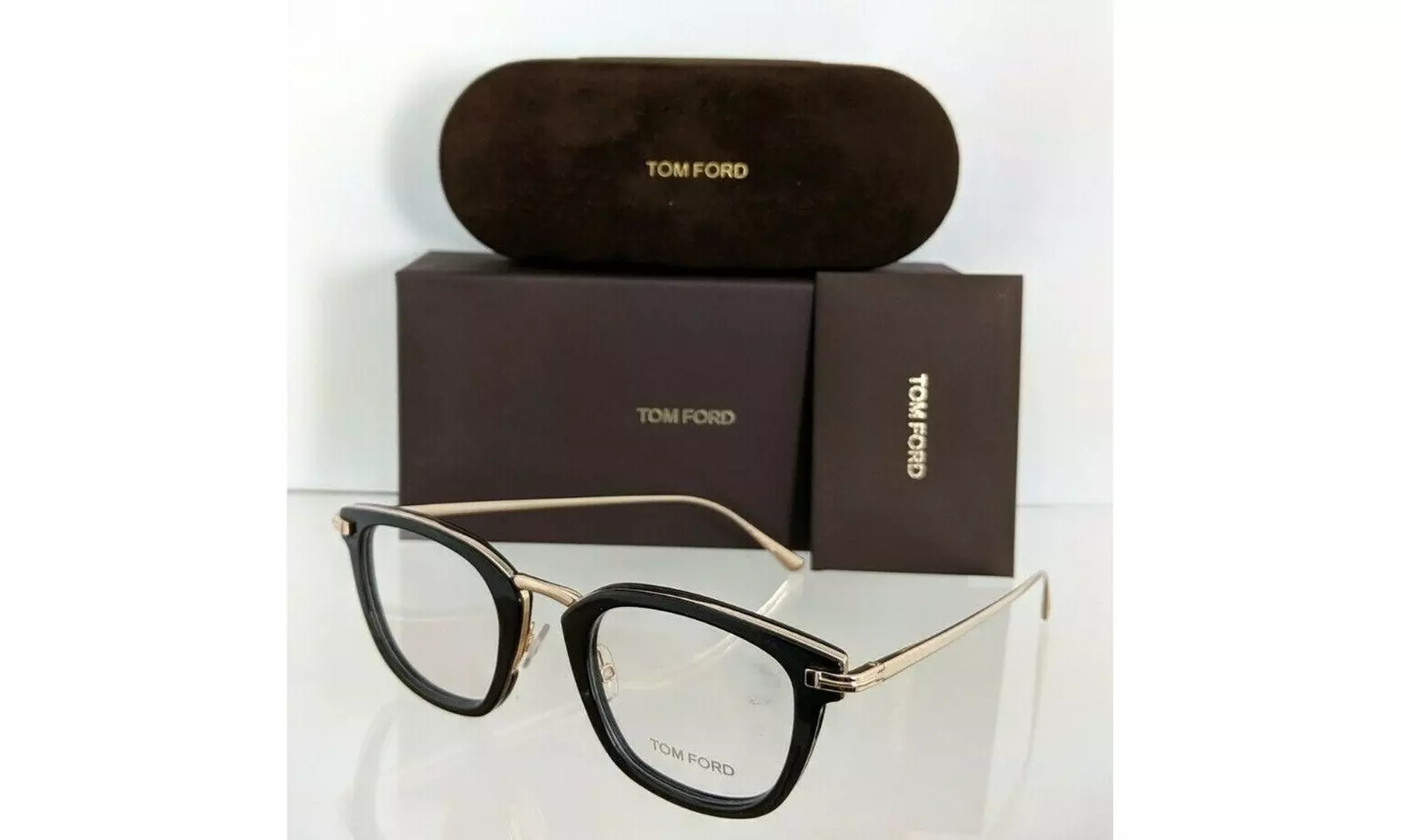 Brand New Authentic Tom Ford Eyeglasses FT TF 5496 47mm Black & Gold TF5496 - Primary Image