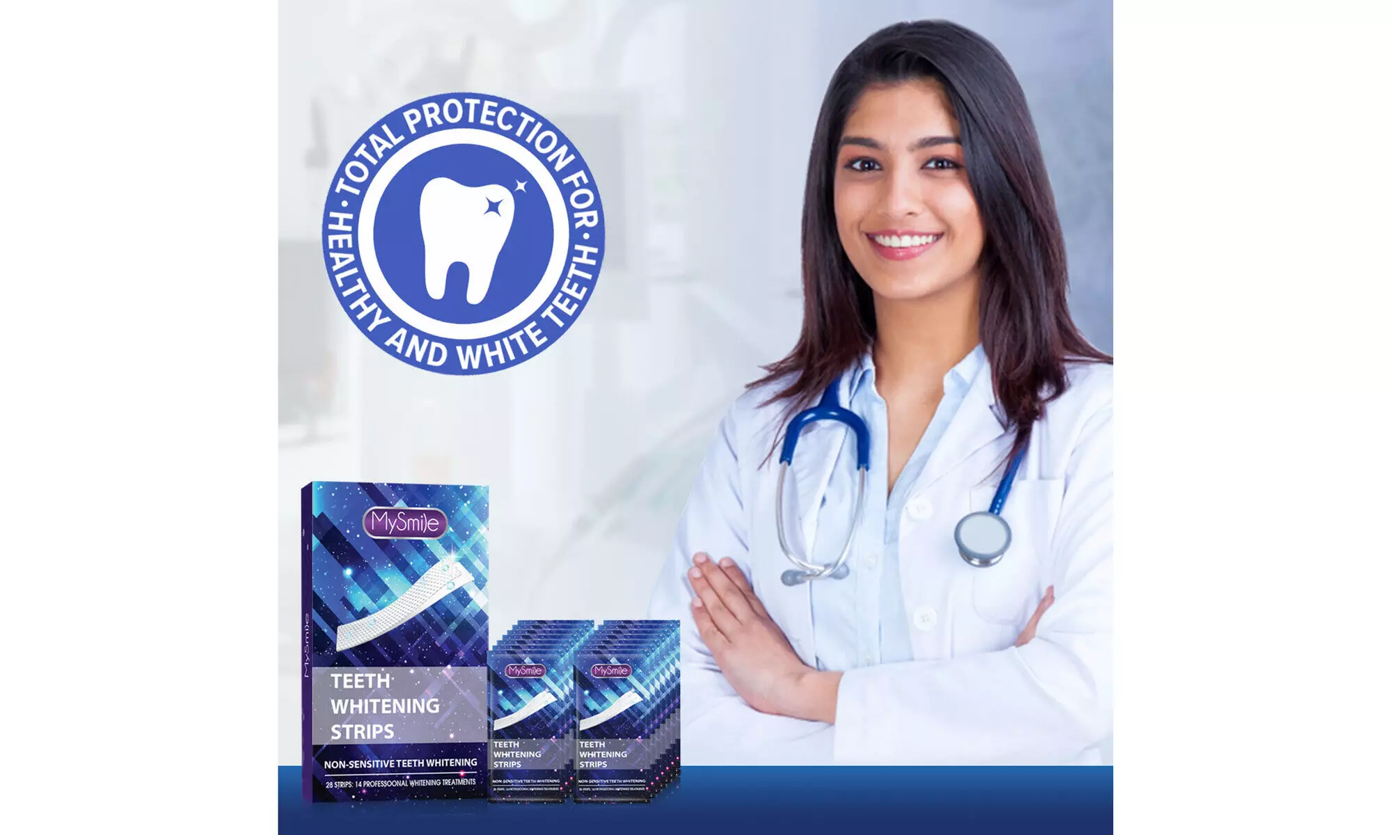 MySmile 56PC Teeth Whitening Strips, Whitening Strips for Sensitive Teeth - Second Medium