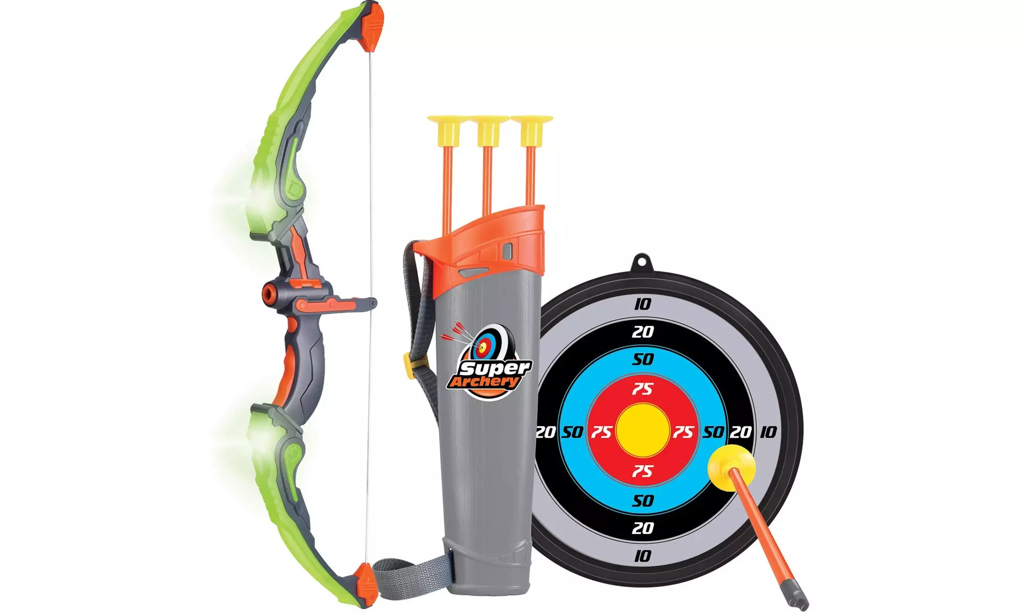 Light Up Bow and Arrow Archery Set with 3 Suction Cups Arrows Target and Quiver - Primary Image