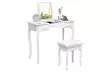Vanity Dressing Table Set Mirrored bathroom W/Stool Table Desk White/Black - Second Medium
