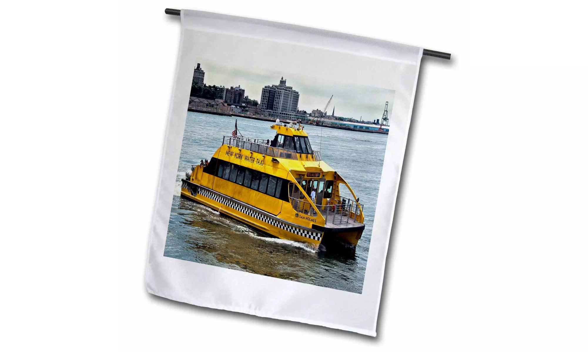 Garden Flag yellow water taxi, nyc - 12 by 18-inches - Second Medium