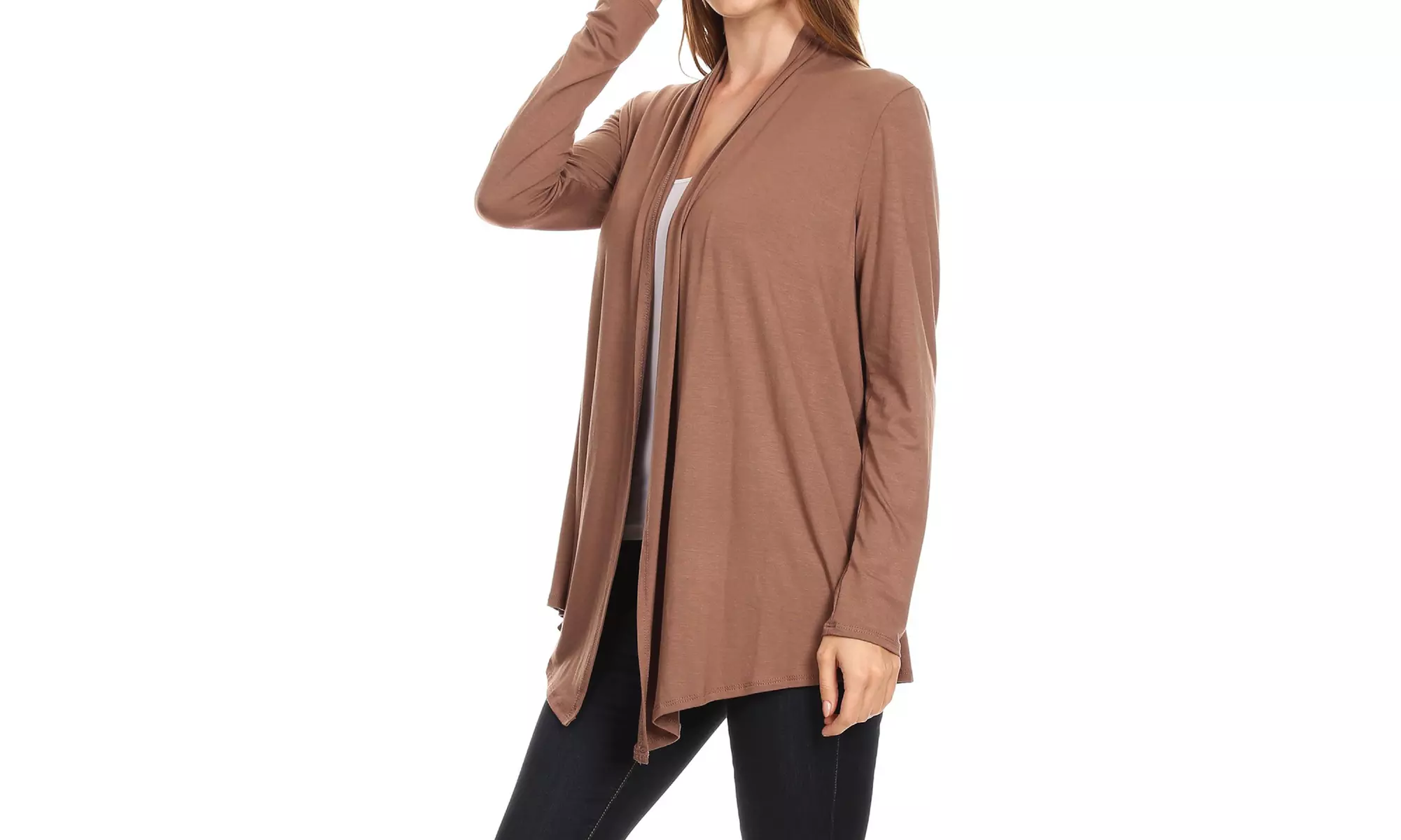 Solid Lightweight Soft Long Sleeves Open Front Cardigan