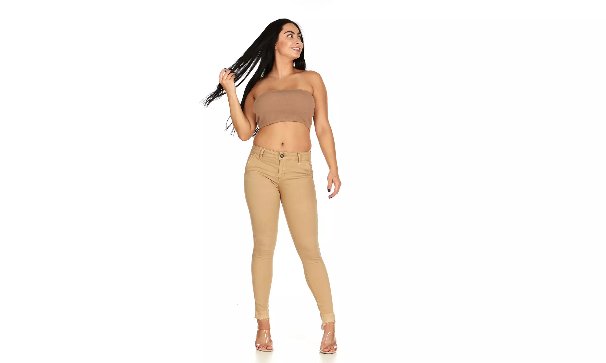 CG Jeans Mid-Rise Raw Hem Trouser Pocket Twill Pants - Primary Image