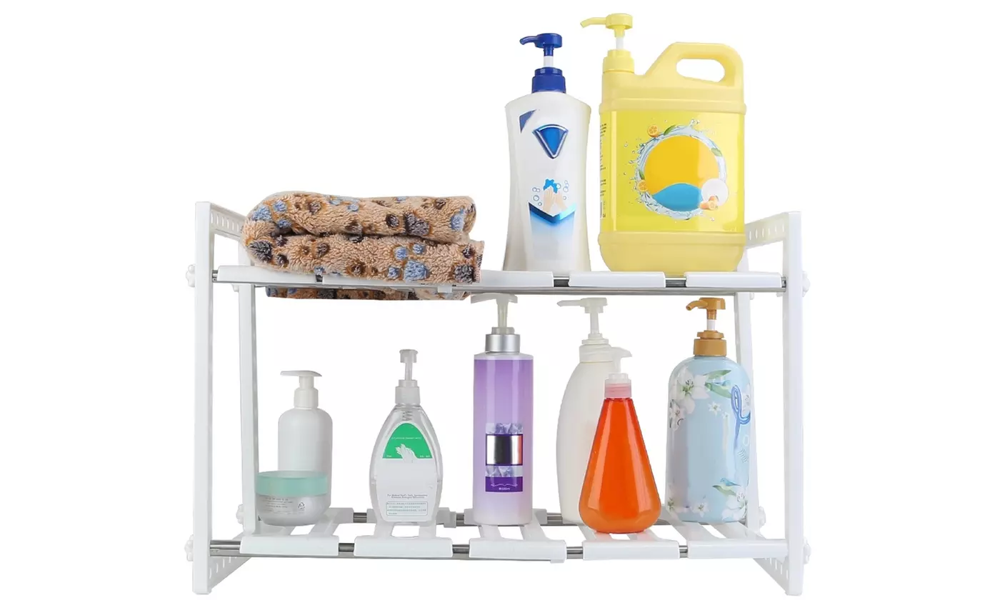 iMounTEK 2-Tier Under Sink Organizer Retractable Rack Holders Storage Shelf