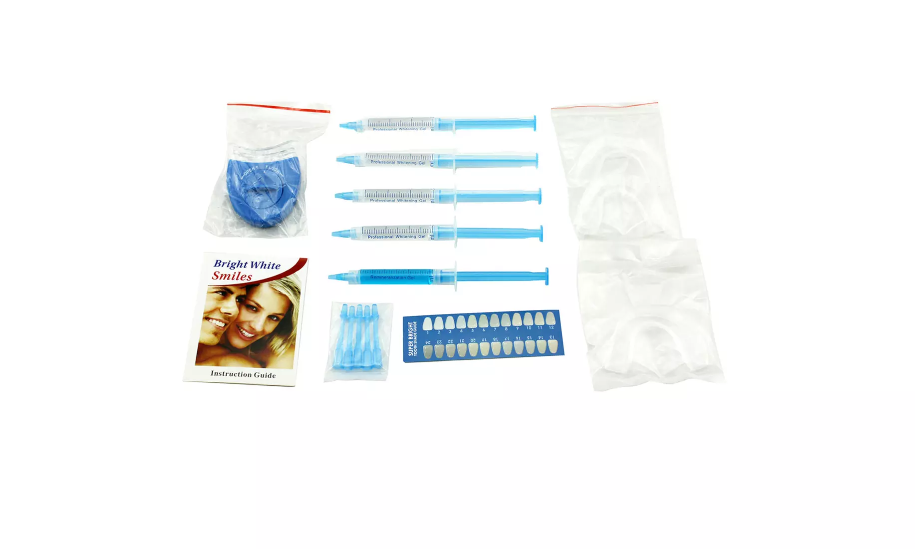 35% CP Dental Bleaching Kit with Whitening Lamp, Mouth Tray, Gels - Second Medium