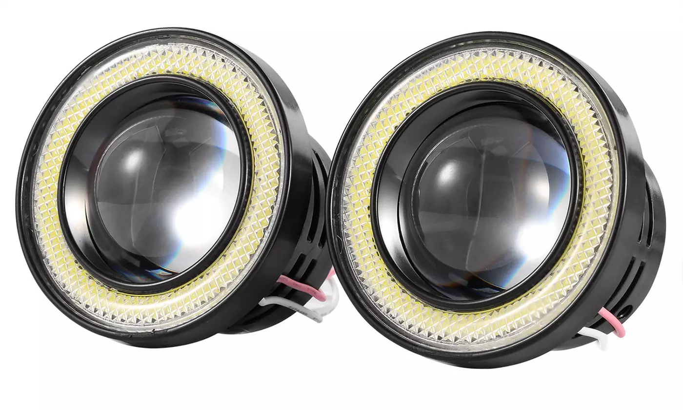 iMounTEK 2.5" COB LED Fog Lights 1200LM 6000K White Halo Angel Eye Ring Bulbs - Primary Image