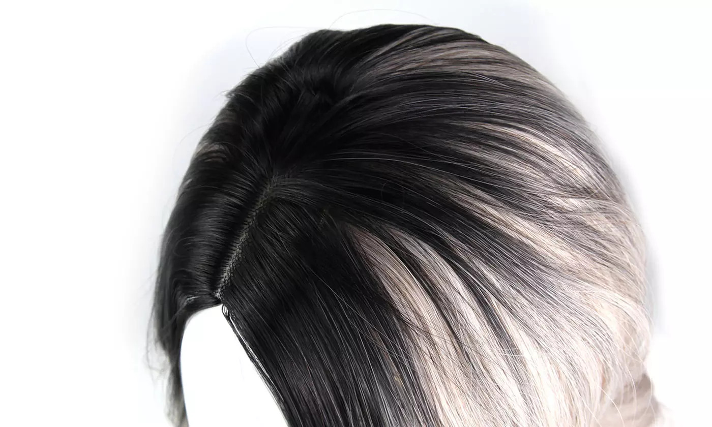 Silver Gray Two Tones Synthetic Long Nature Wave Heat Resistant Wig Hair