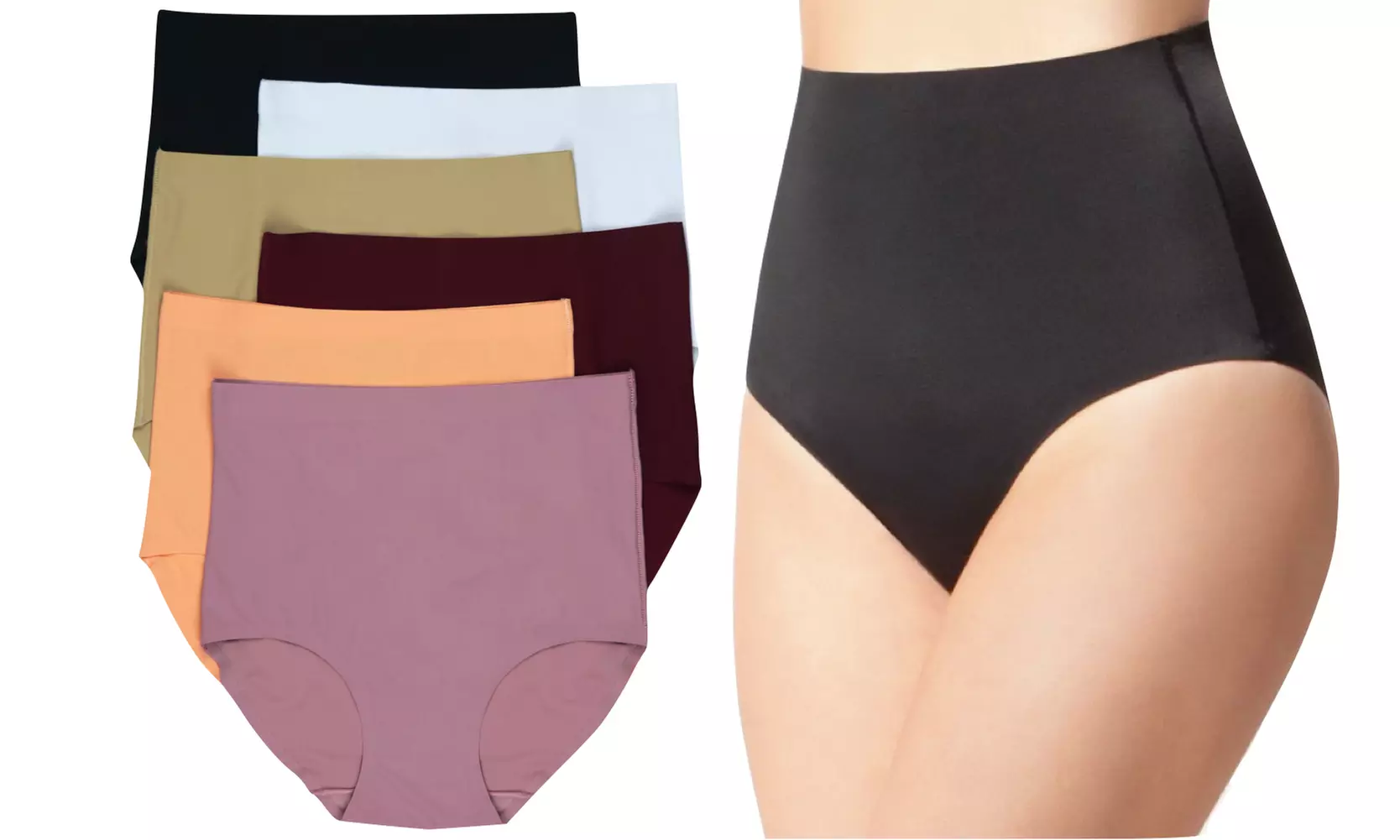 (6-Pack) High-Waisted No Show Moderate Control Briefs - Second Medium