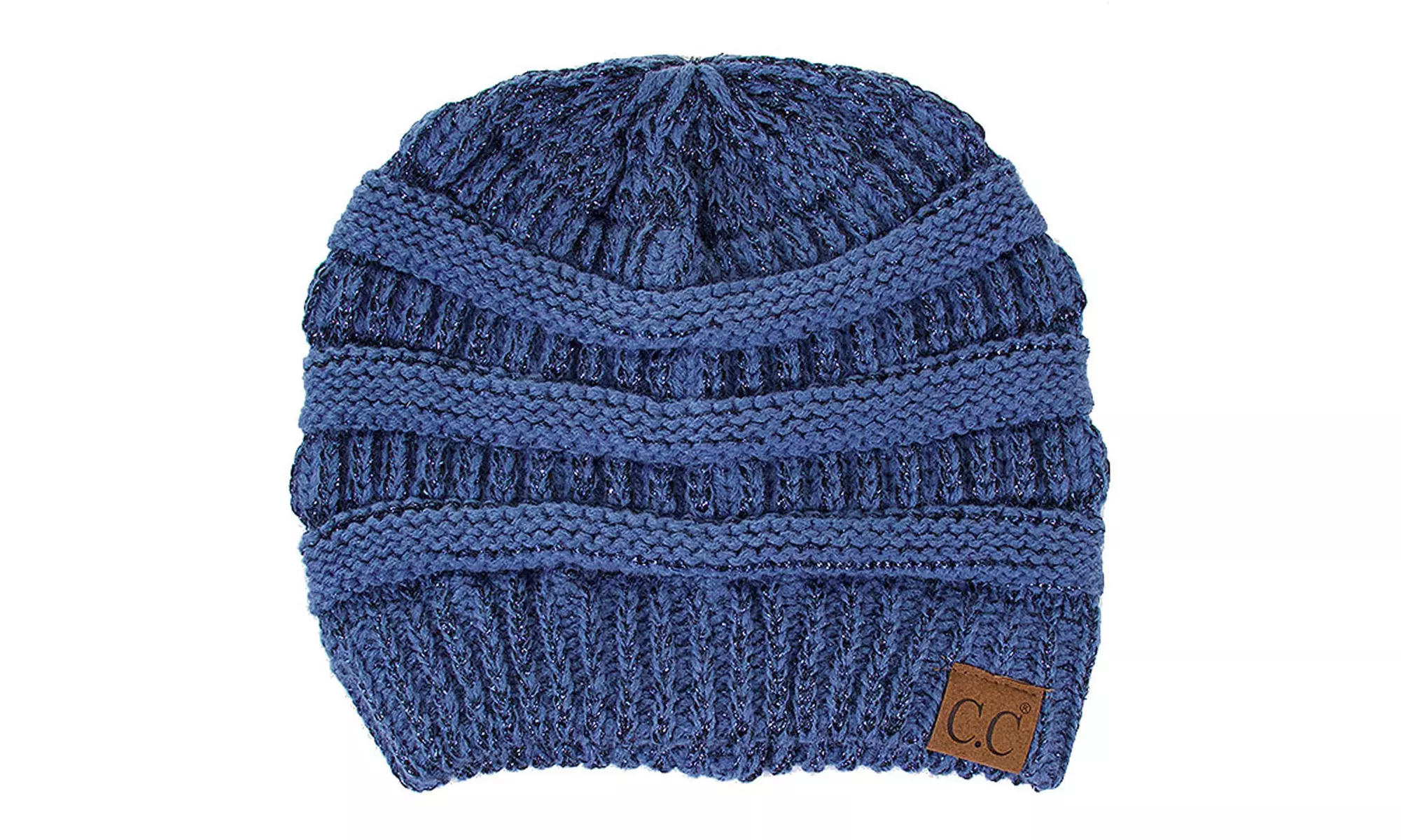 CC Beanie Womens Cap Hat Skully Unisex Slouch Color Cable Knit Metallic Beanie - Primary Image