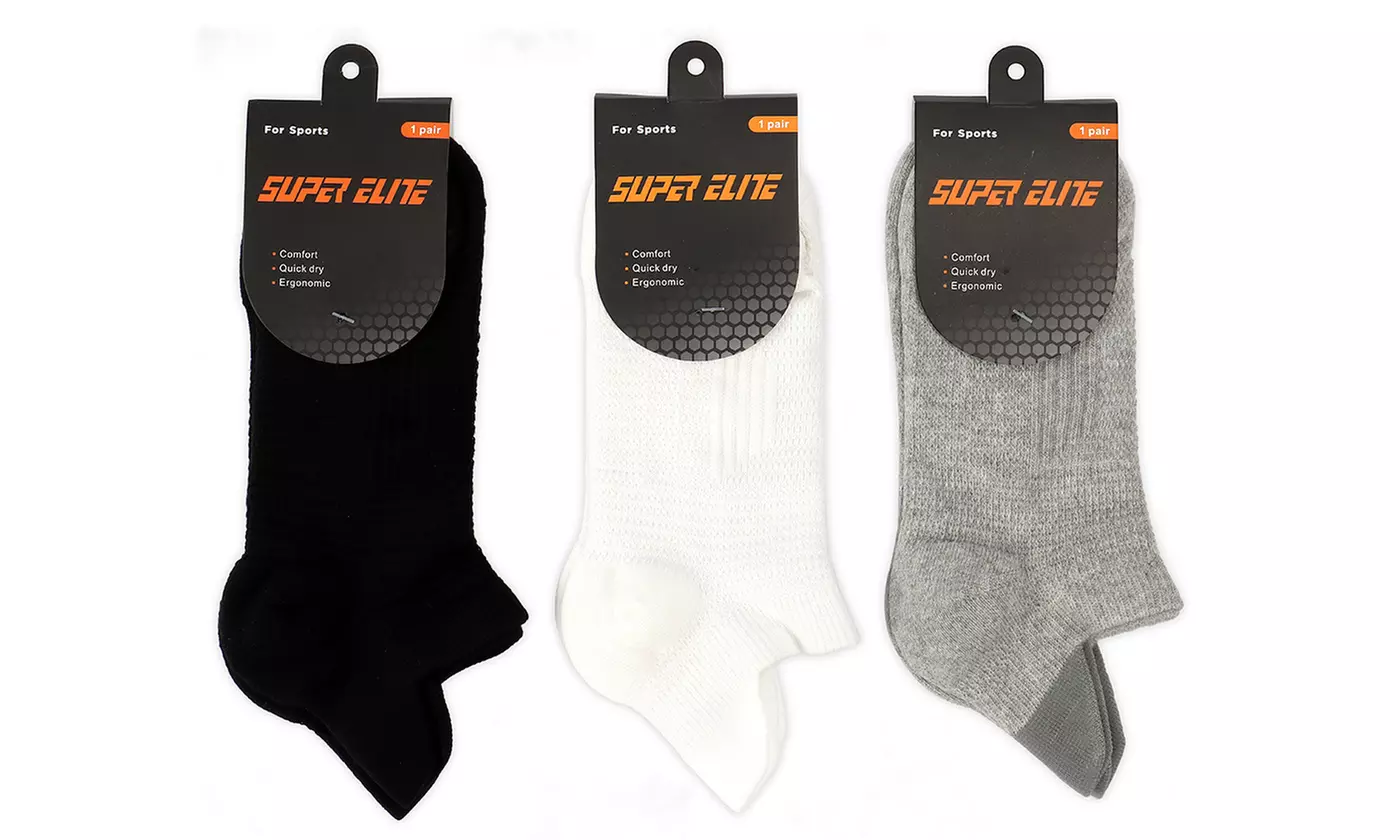 3Pairs Men's Low Cut Athletic Socks Sport Quick Dry Non Slip Ankle Socks 