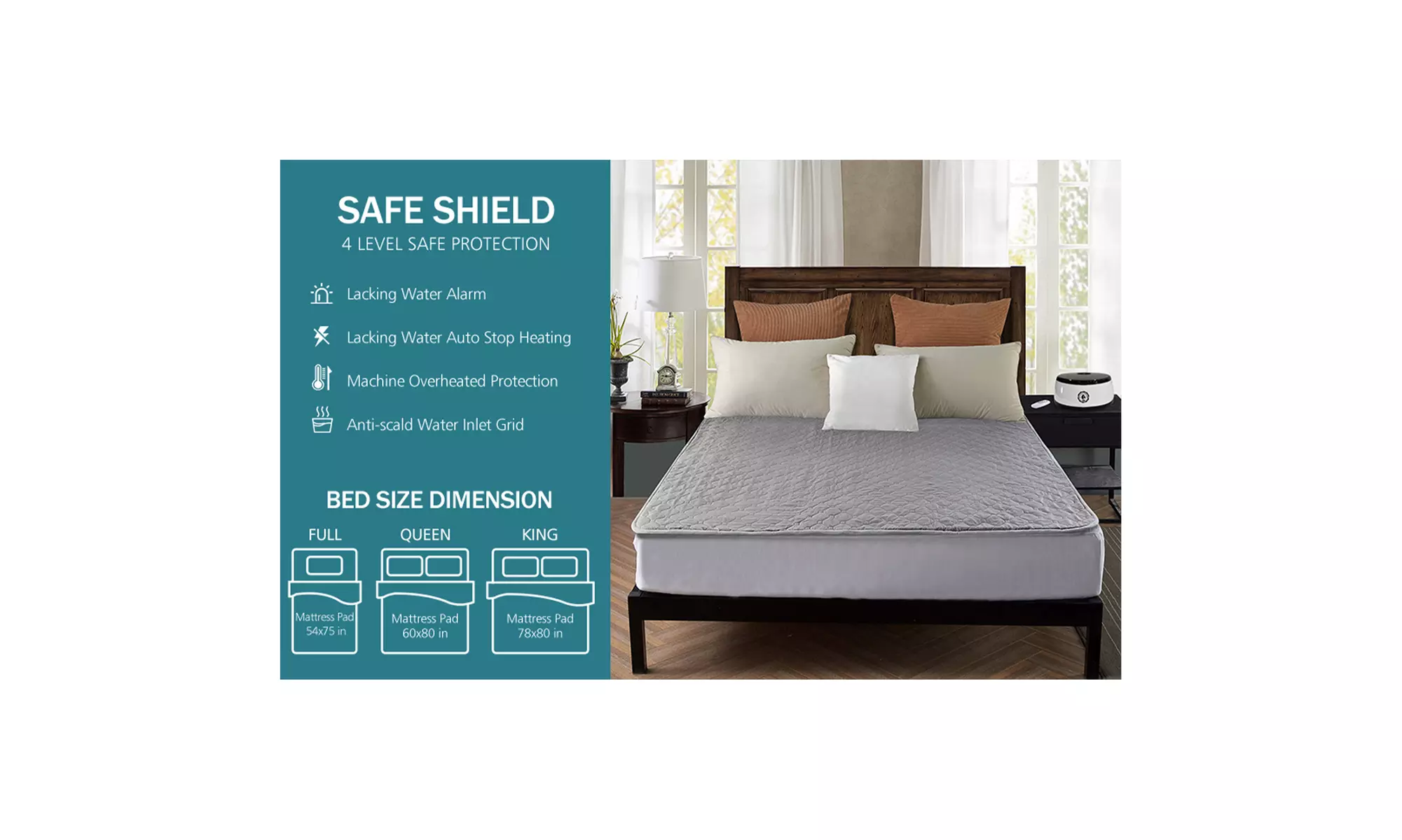 MerryHome Water Heated Mattress Pad,Mattress Topper Safe And Radiation-Free