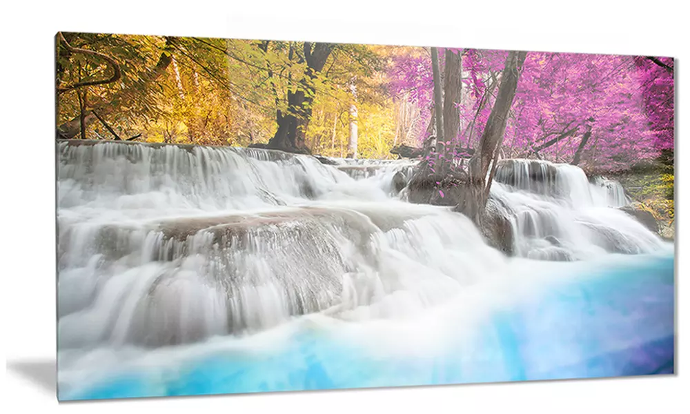 Erawan Waterfall Photography Metal Wall Art 28x12 - Primary Image