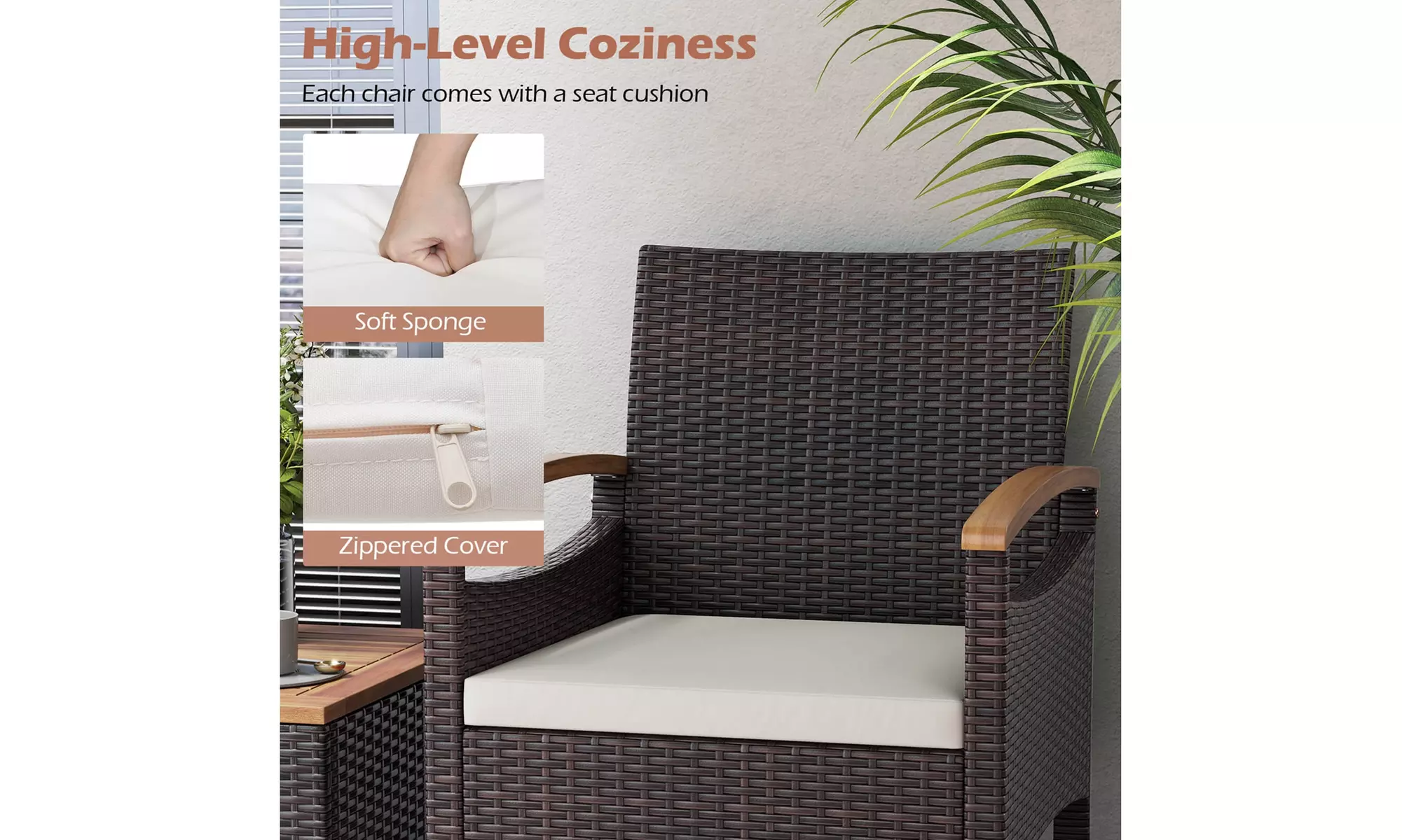 Costway Patio Dining Chairs with Heavy Duty Metal Frame
