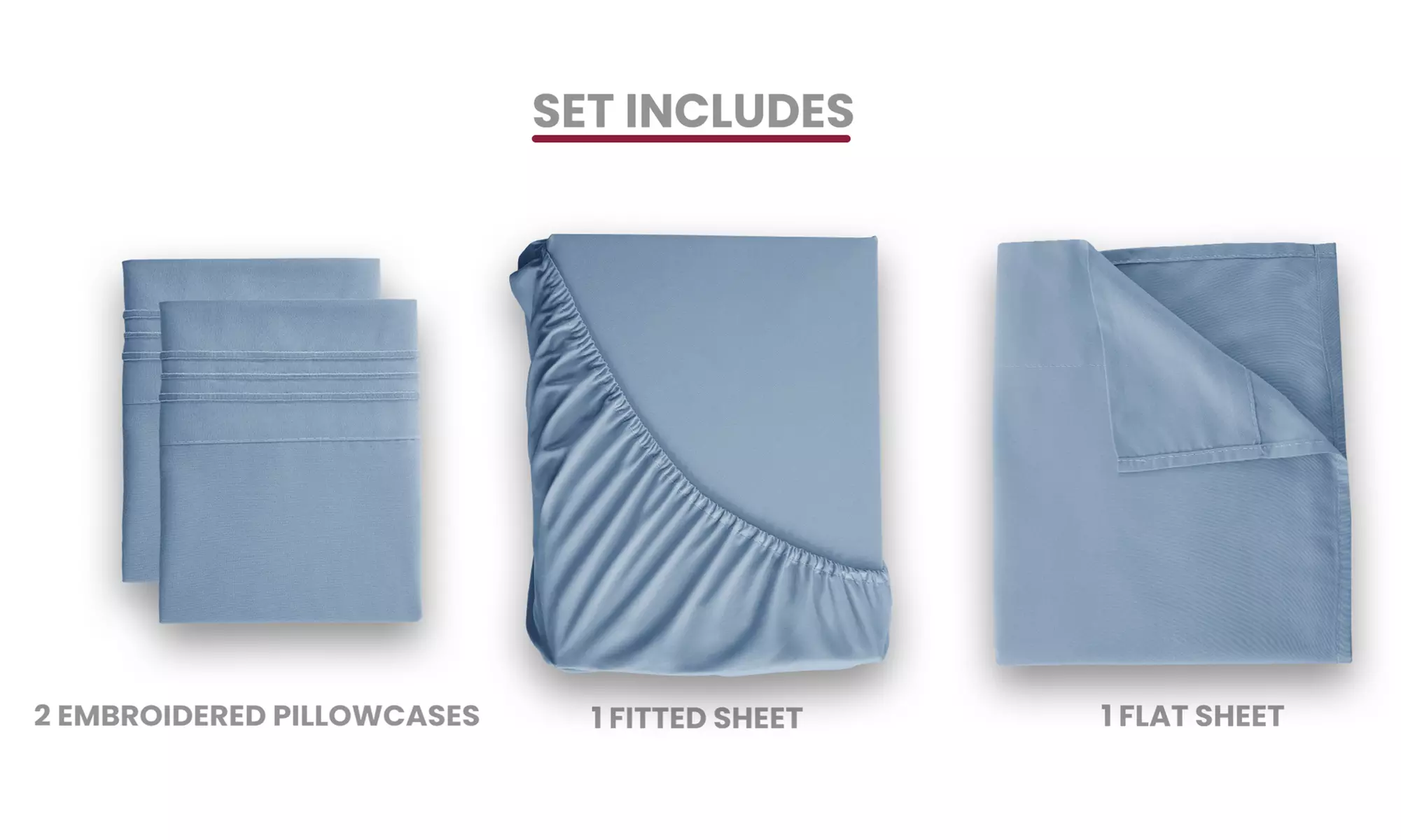 Lux Decor 4Pc Deep Pocket Sheet Set With Embroidered Pillowcases & Giftable Bag