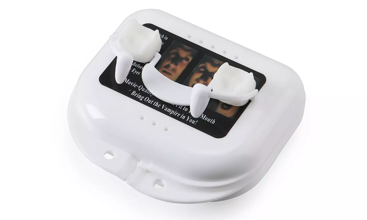 4 Sets Reusable Halloween Retractable Vampire Fangs White Plastic Zombie Teeth