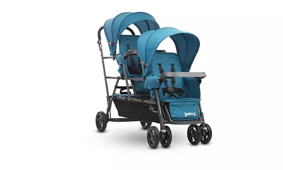 Joovy Big Caboose Graphite Stand On Triple Stroller, Turq - Primary Image