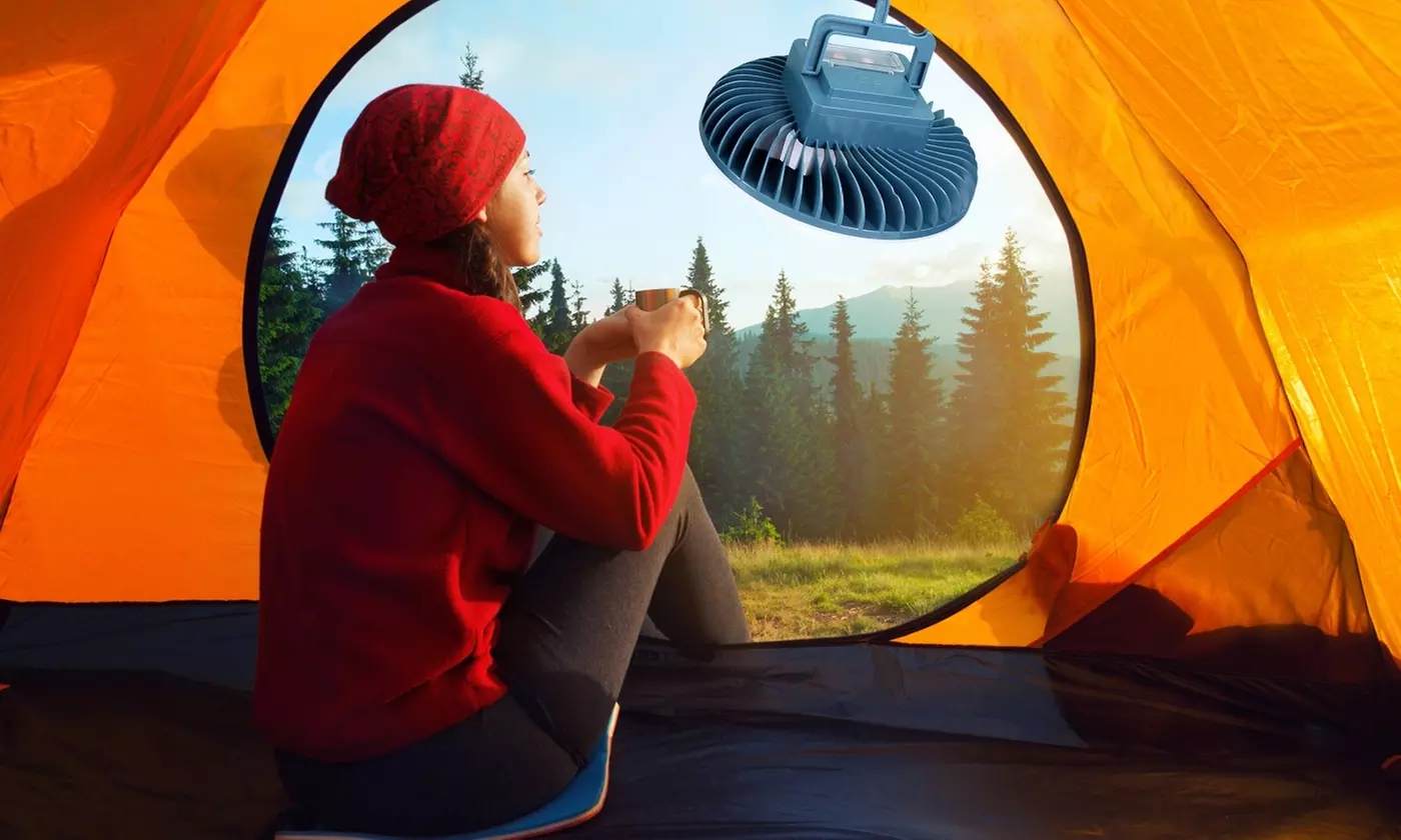LakeForest 3-In-1 Camping LED Fan Lantern Hanging Tent Light Power Bank
