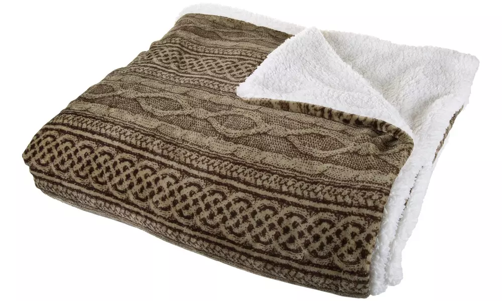 Lavish Home Reversible Flannel and Sherpa Blanket. Multiple Options Available. - Second Medium
